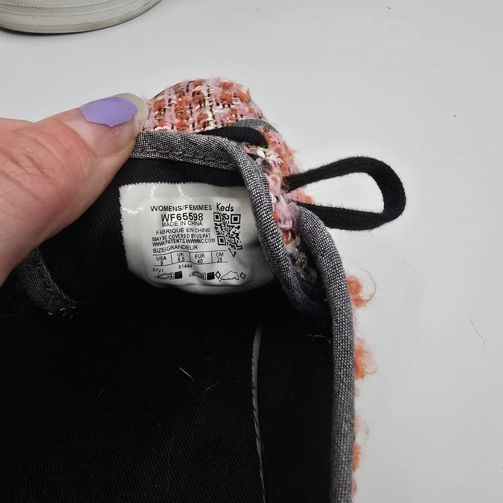 Keds Triple Up Boucle Platform Sneaker Womens Tweed Pink Orange Low Top 9